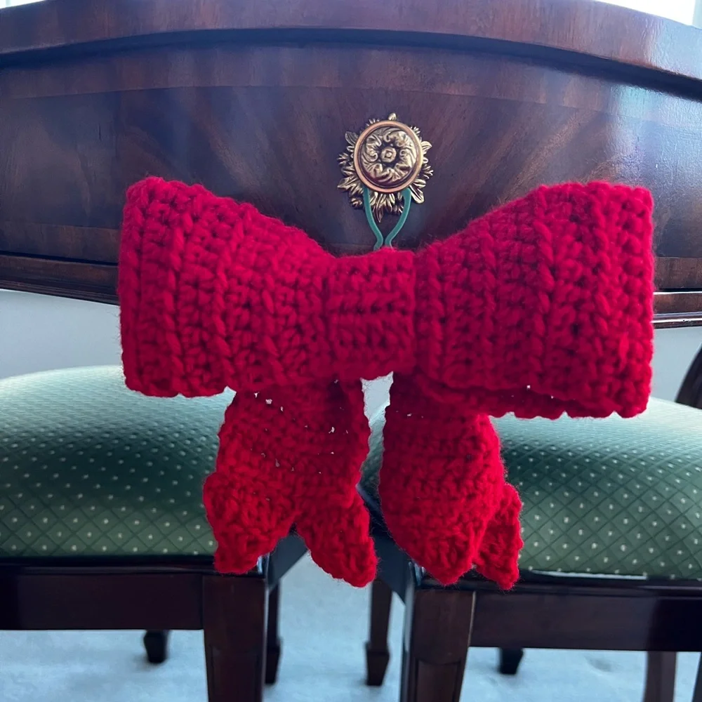 Hand Crocheted Big Red Christmas Bow! - Picture 6 of 14